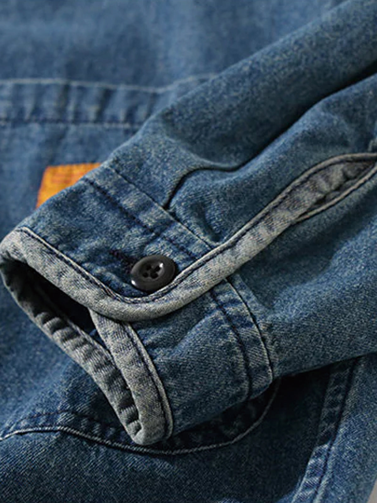 Luvince Contrast Button Collarless Denim Jacket