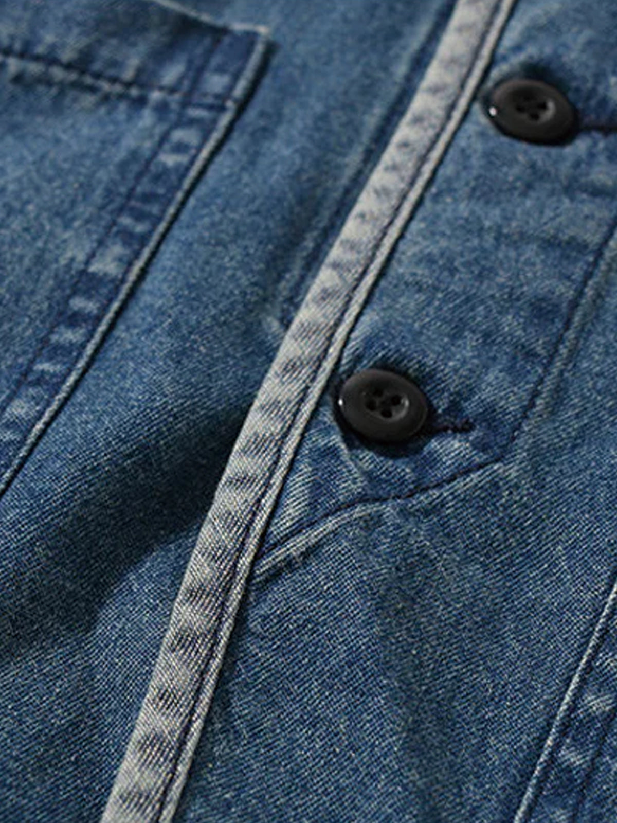 Luvince Contrast Button Collarless Denim Jacket