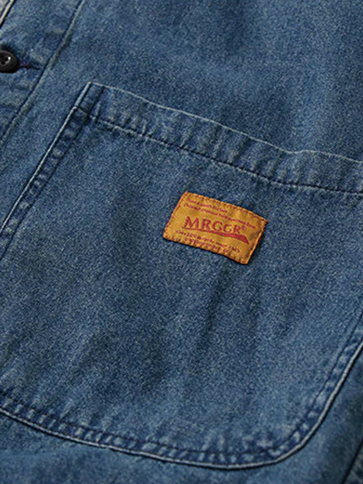 Luvince Contrast Button Collarless Denim Jacket