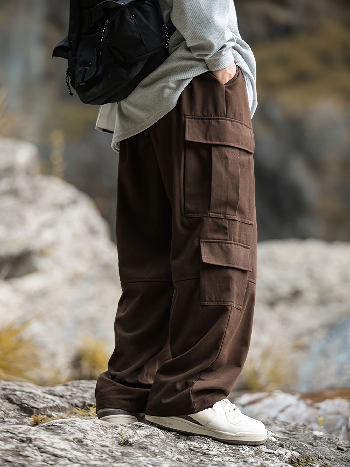 Terra™️ - 100% Cotton Drawstring Cargo Pants with Multi-Pockets for Men, Perfect for Spring & Autumn Outdoor Activities