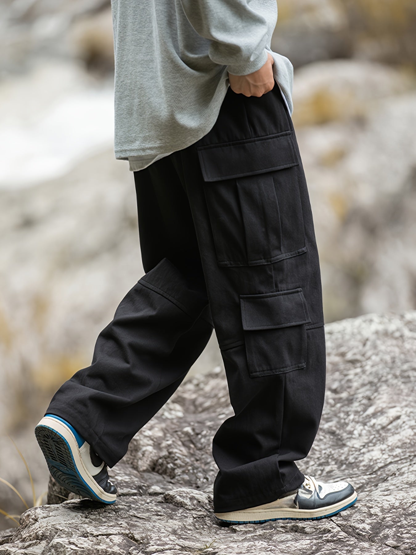 Terra™️ - 100% Cotton Drawstring Cargo Pants with Multi-Pockets for Men, Perfect for Spring & Autumn Outdoor Activities