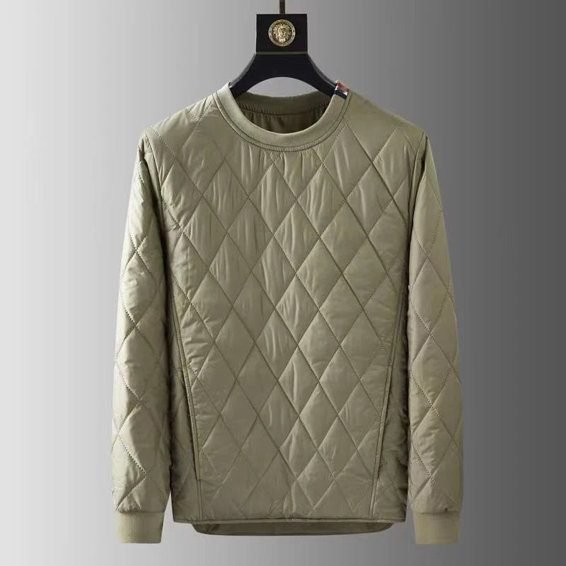 Autumn Winter Men's Two-piece Set O-neck Pullover Cotton Coat Pants Men Pajamas Geometric Patter Warm Thicke Suit Male  Outfits