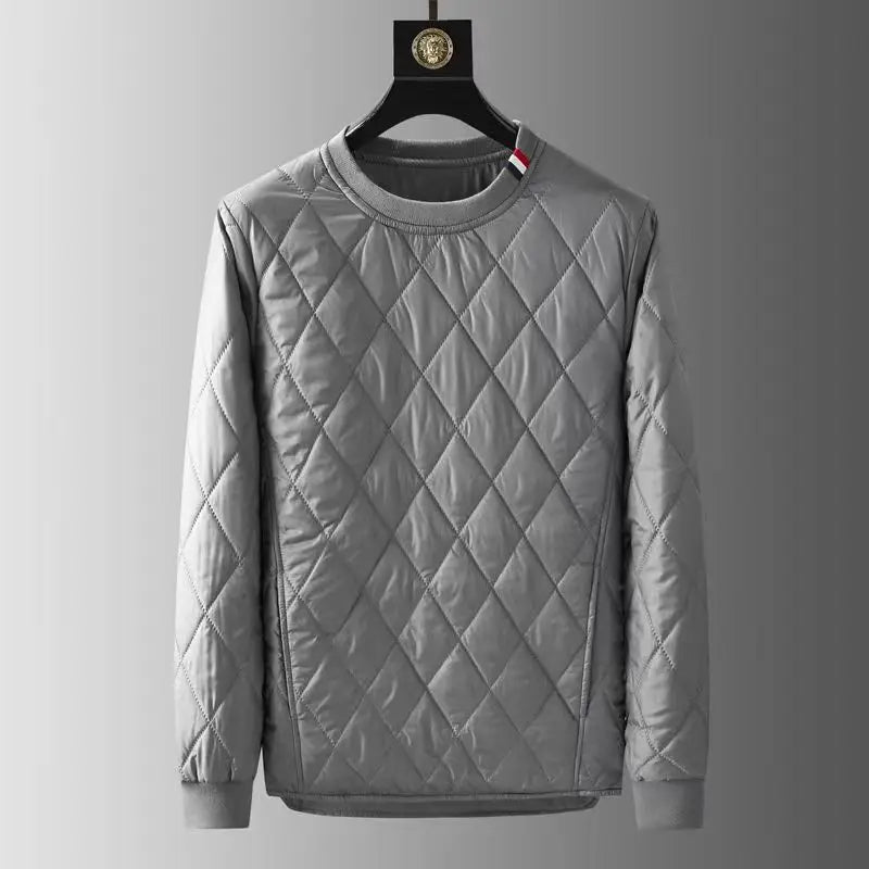 Autumn Winter Men's Two-piece Set O-neck Pullover Cotton Coat Pants Men Pajamas Geometric Patter Warm Thicke Suit Male  Outfits